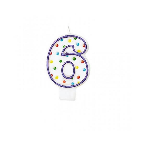 Polka Dots Cake Candle Number "6" (M176006)