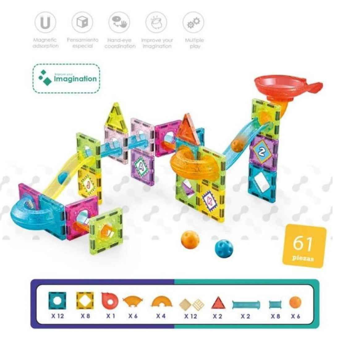 Μαγνητικό Σετ Κατασκευής 61 τεμάχια (CH1035) - Fun Planet