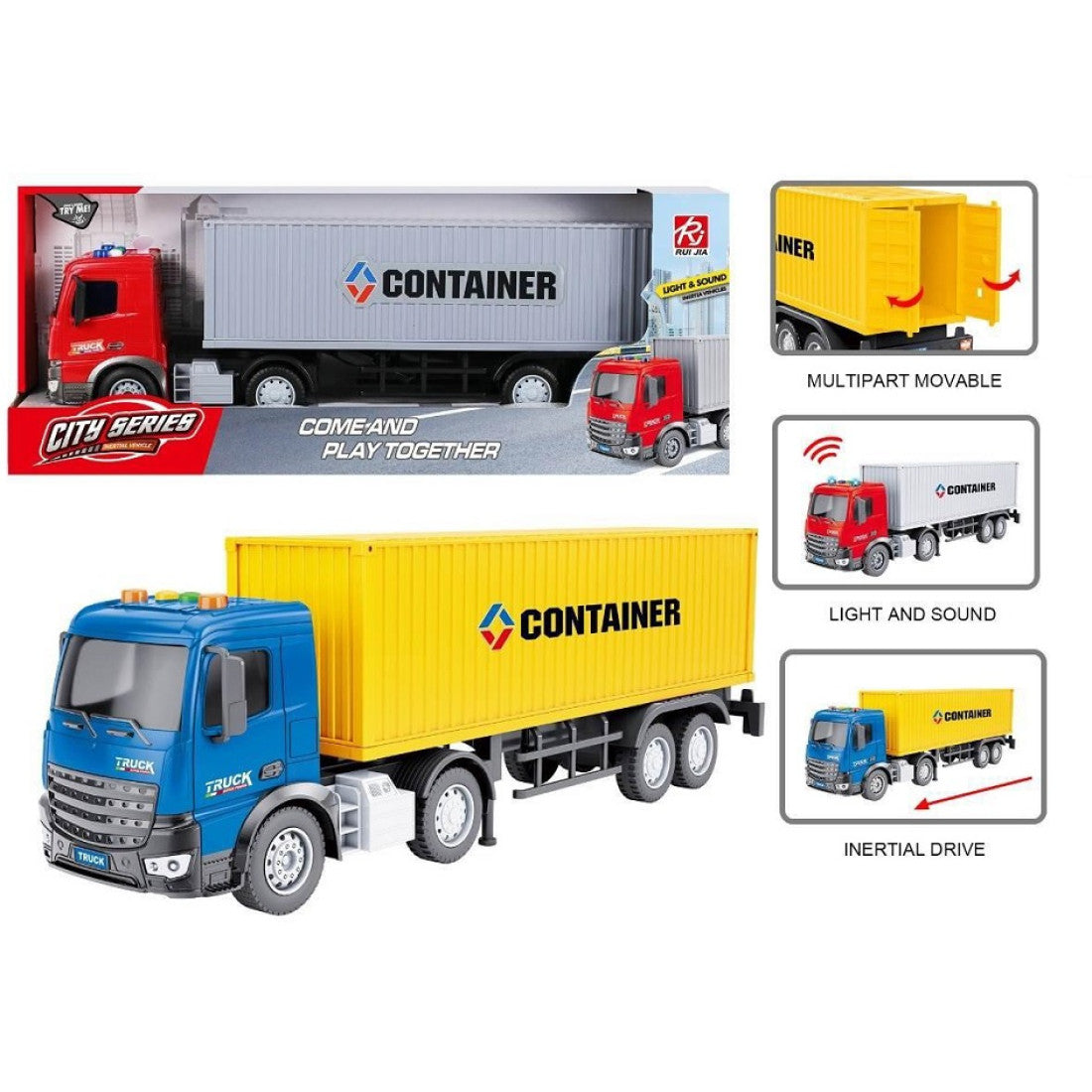 Φορτηγό Container 1:18 Friction με Φώτα και Ήχους (RJ3363)