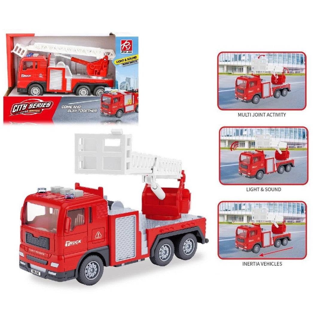 Φορτηγό Πυροσβεστική 21cm Friction με Φώτα και Ήχους (RJ6821-1) - Fun Planet