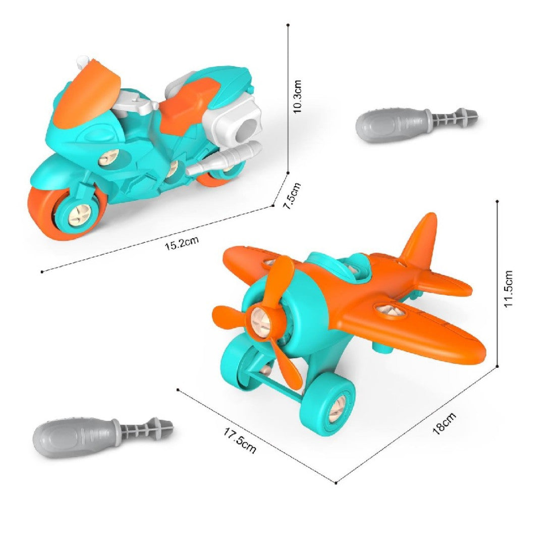 DIY Φτιάξ'το Μόνος Σου 2 τεμάχια Αεροπλάνο και Μηχανή με Κατσαβίδι (YC426-9A) - Fun Planet