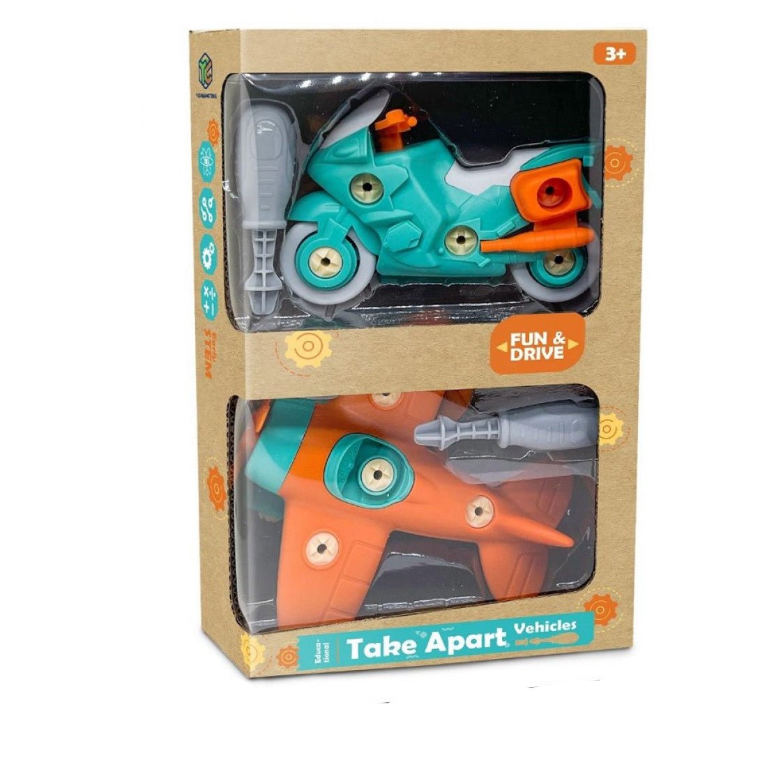 DIY Φτιάξ'το Μόνος Σου 2 τεμάχια Αεροπλάνο και Μηχανή με Κατσαβίδι (YC426-9A) - Fun Planet