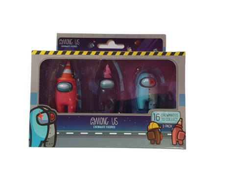 Among Us Crewmate Figures 3 Pack 4cm S3 Red - Black - Blue/Grey (AU2321) - Fun Planet