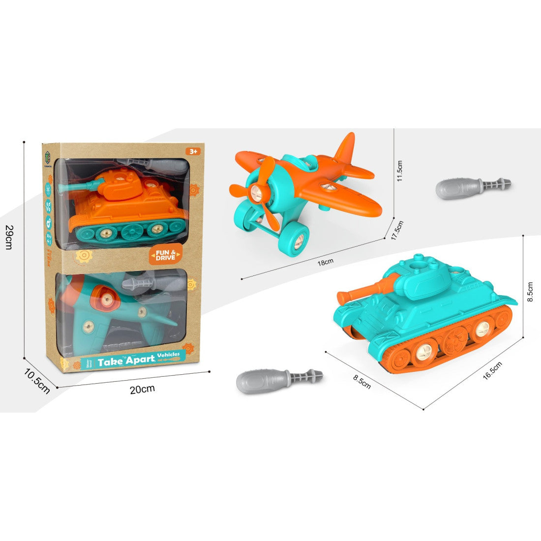 DIY Φτιάξ'το Μόνος Σου 2 τεμάχια Τανκ και Μηχανή με 2 Κατσαβίδια (YC426-12E) - Fun Planet