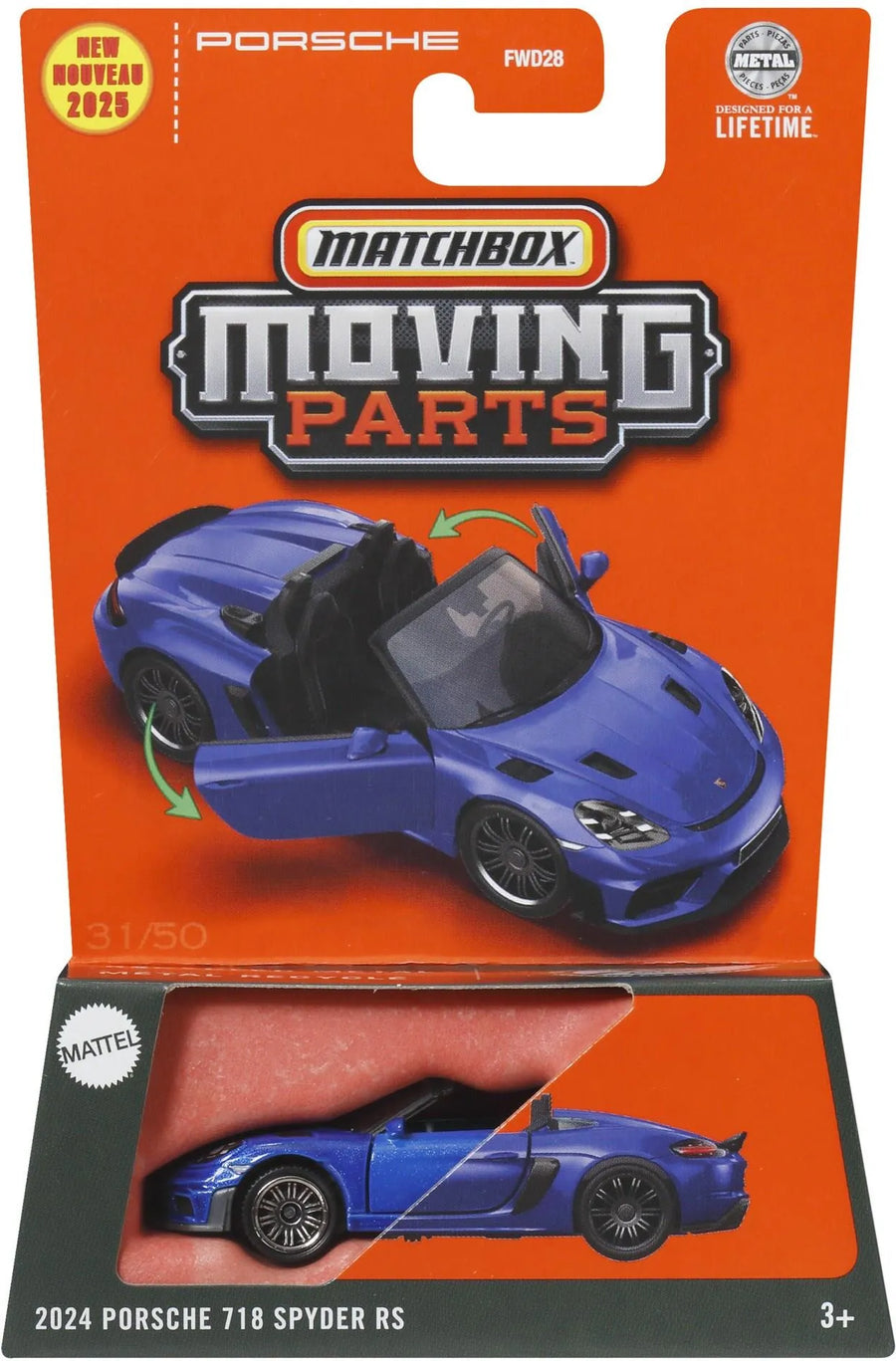 Matchbox Αυτοκινητάκια Moving Parts Με Ανοιγόμενα Μέρη 2024 Porsche 718 Spyder RS (JBW72)