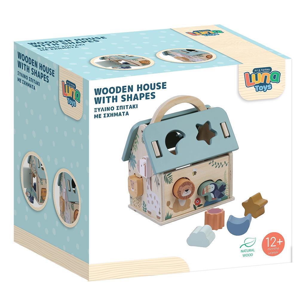 Σπιτάκι Ξύλινο με Σχήματα 17x12x20κ Luna Toys (623452)