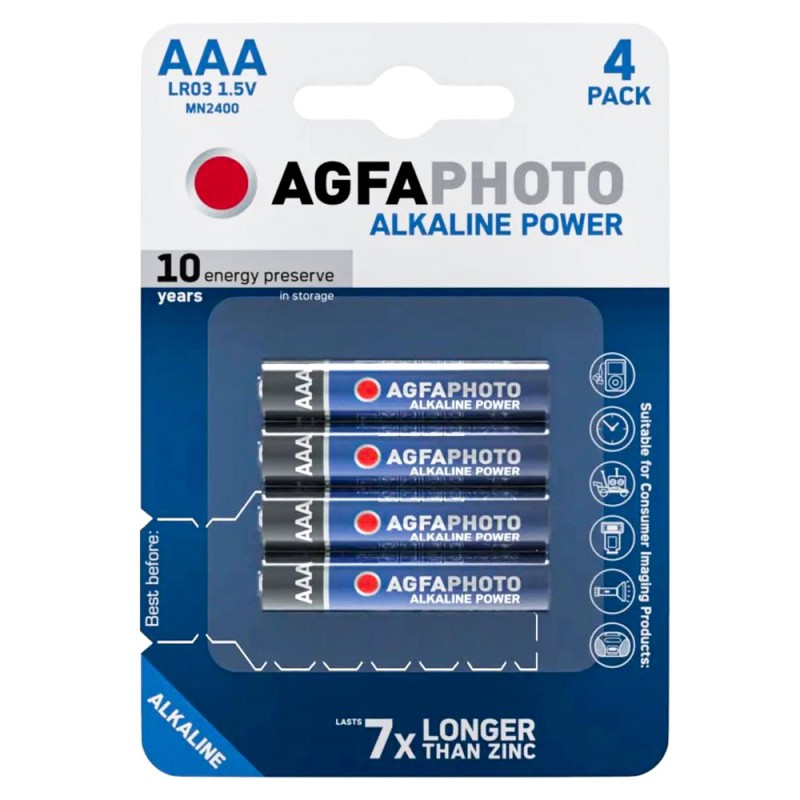 AGFA Μπαταρίες Αλκαλικές 4 τεμάχια ΑΑΑ LR03 1.5V (MN2400) - Fun Planet