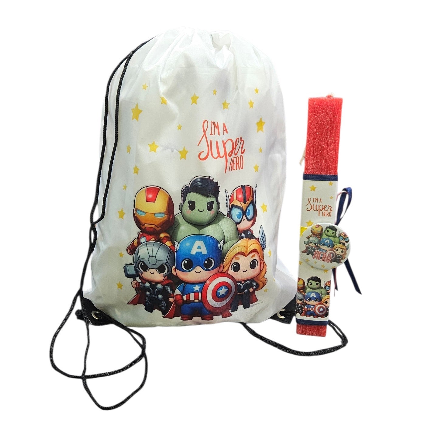 Λαμπάδα Αρωματική με Σακίδιο Πλάτης Super Heroes και Τσάντα Δώρου (S502)