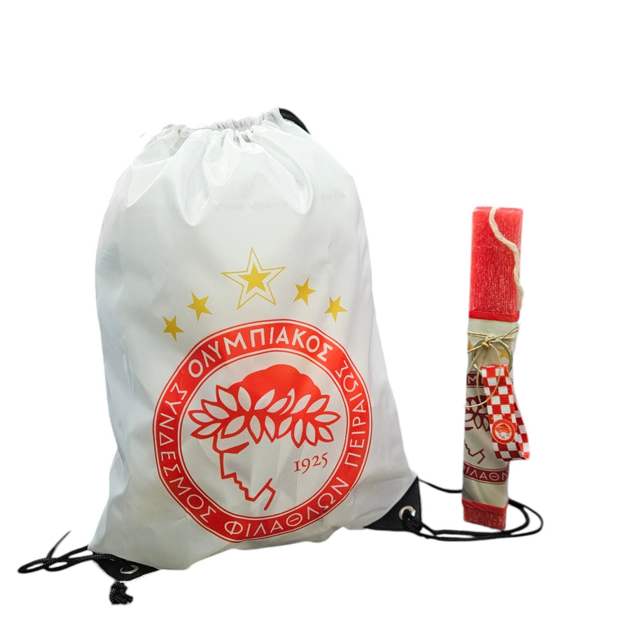 Λαμπάδα Αρωματική με Σακίδιο Πλάτης Ολυμπιακός και Τσάντα Δώρου (S501)