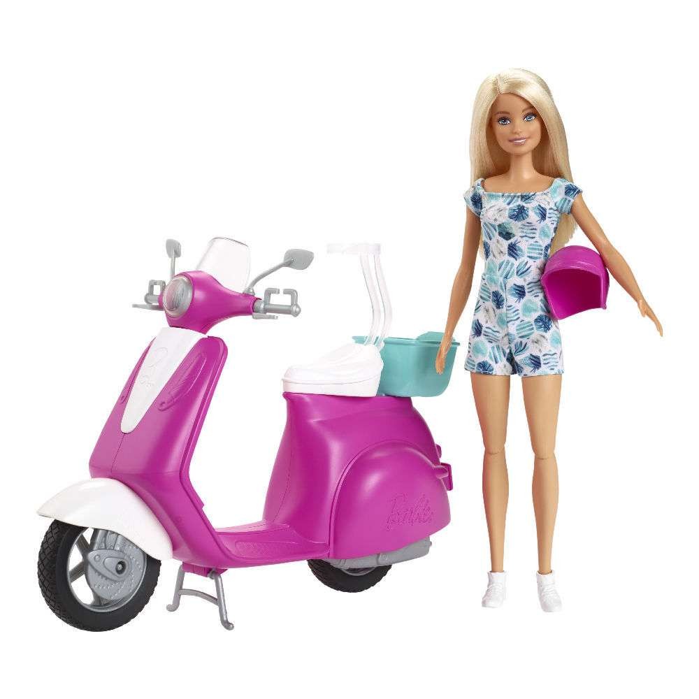 Barbie Κούκλα και Σκούτερ (GBK85) - Fun Planet