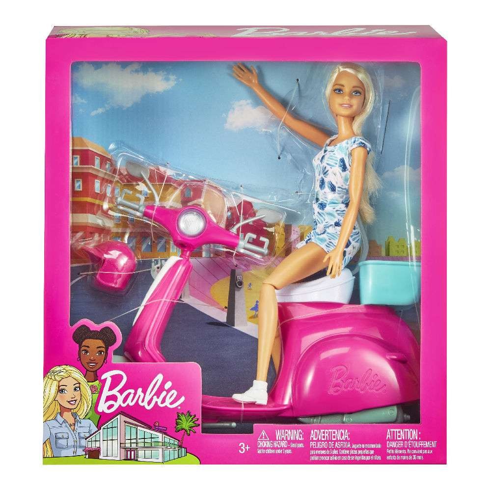 Barbie Κούκλα και Σκούτερ (GBK85) - Fun Planet