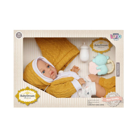 Κούκλα Μωρό 35εκ Κίτρινο με Αξεσουάρ Luna Toys (622443) - Fun Planet