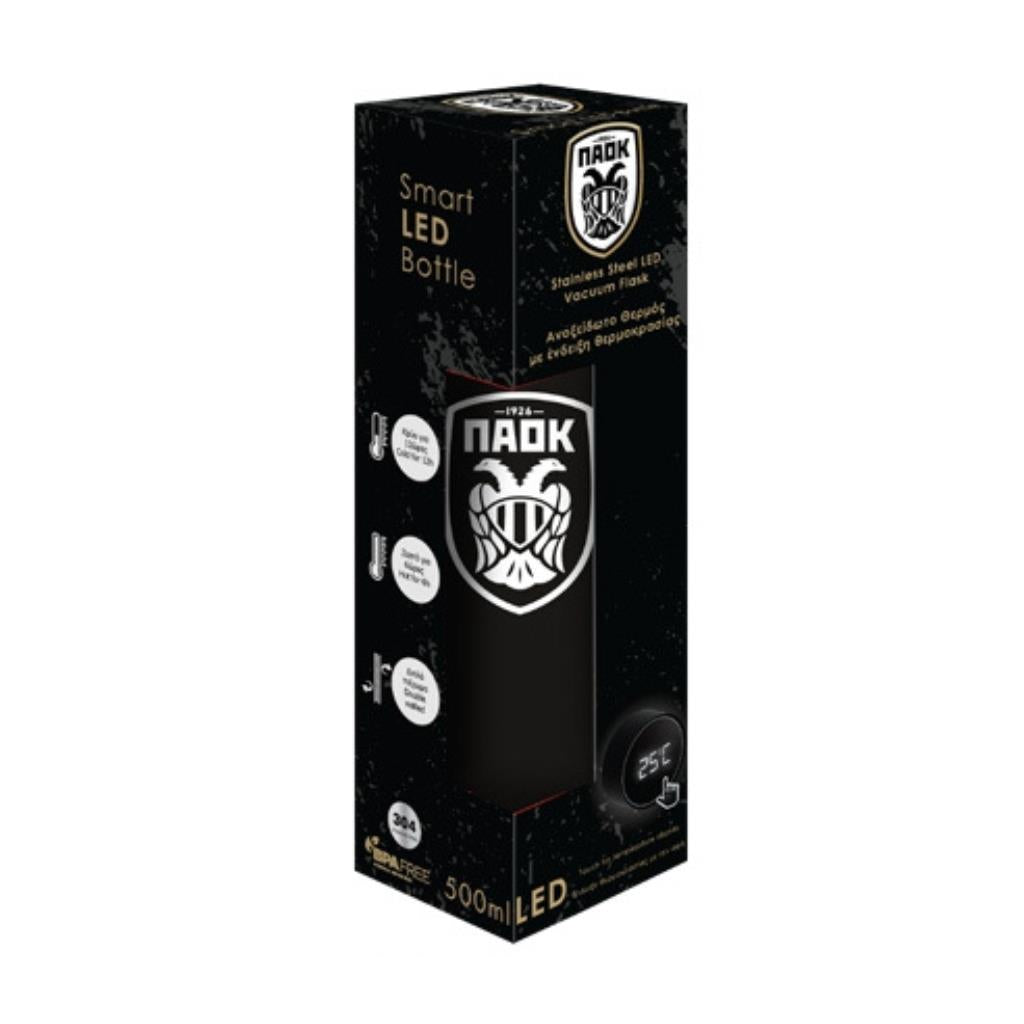 Παγούρι Θερμός 500ml Ανοξείδωτο LED 6,5Χ22,5εκ ΠΑΟΚ (130262)