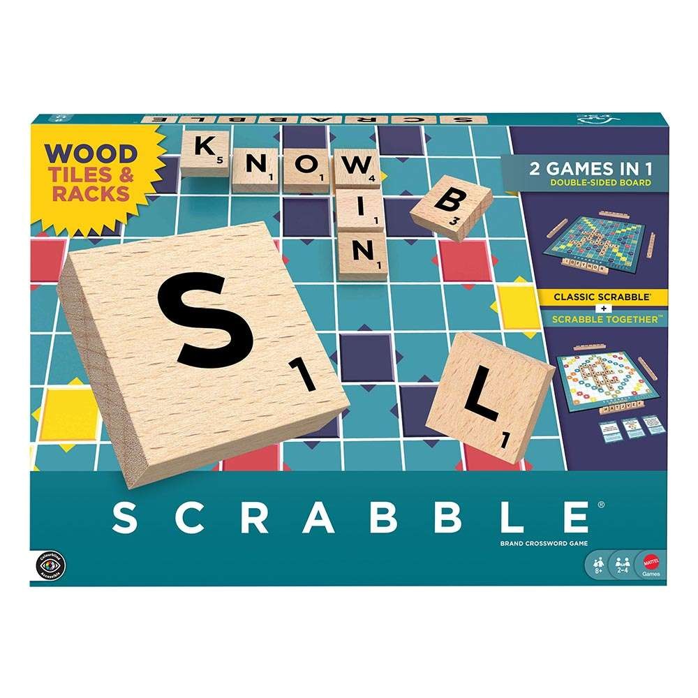 Επιτραπέζιο Scrabble 2 σε 1 με Ξύλινα Γράμματα Ελληνική Έκδοση (JLJ58) - Fun Planet