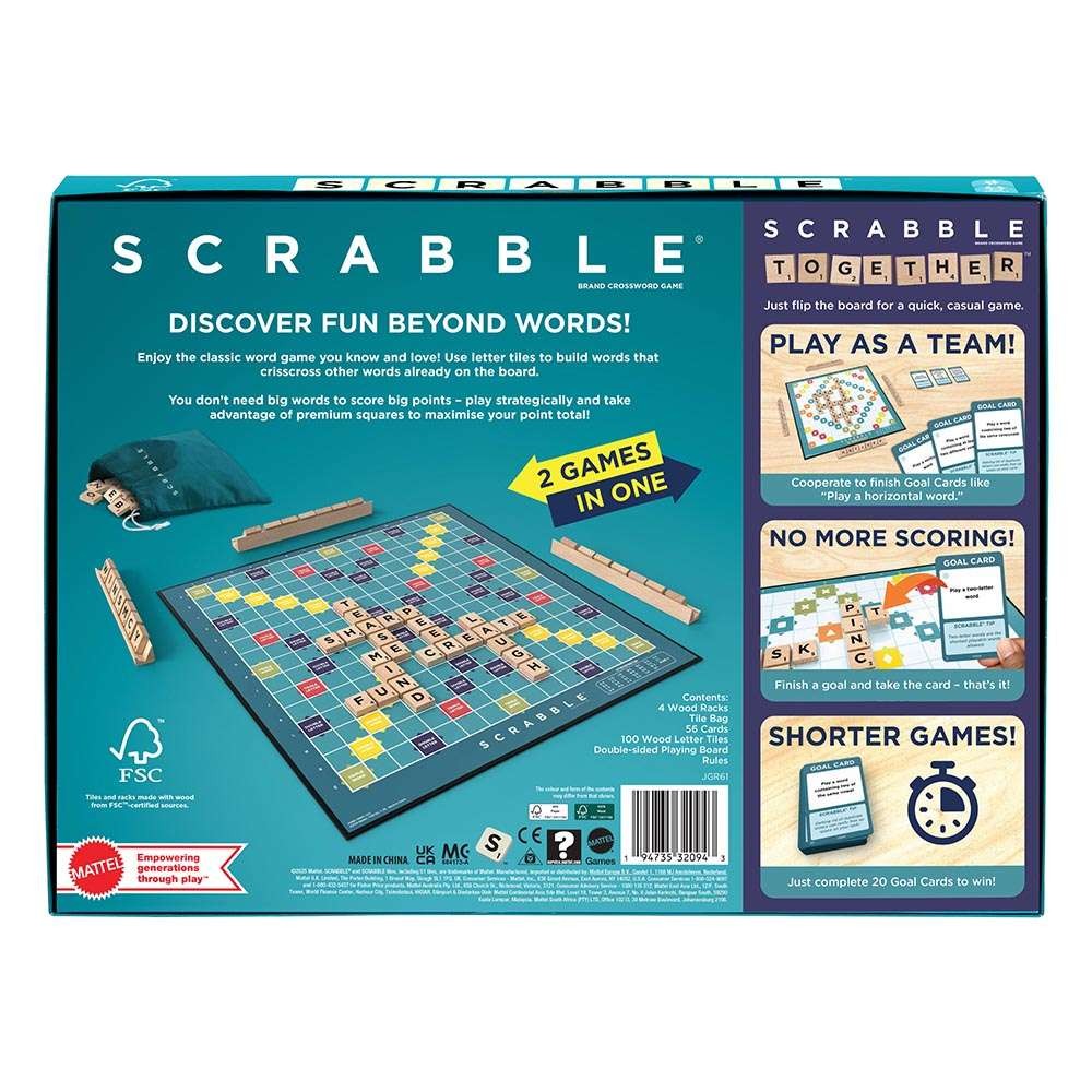 Επιτραπέζιο Scrabble 2 σε 1 με Ξύλινα Γράμματα Ελληνική Έκδοση (JLJ58) - Fun Planet