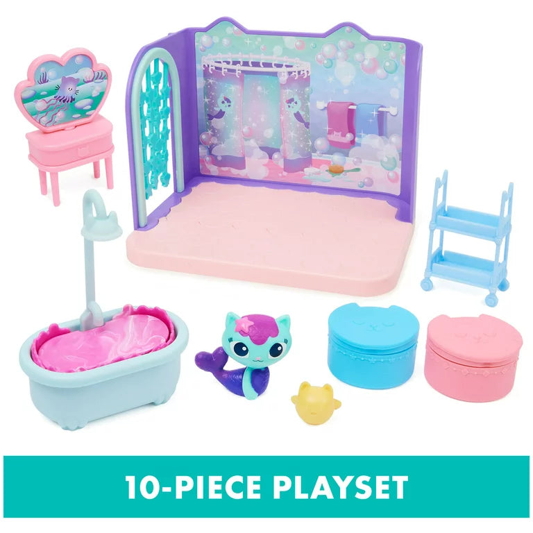 Gabby's Dollhouse 'MerCat' Primp & Pamper Bathroom Deluxe Room Set (6062036) - Fun Planet