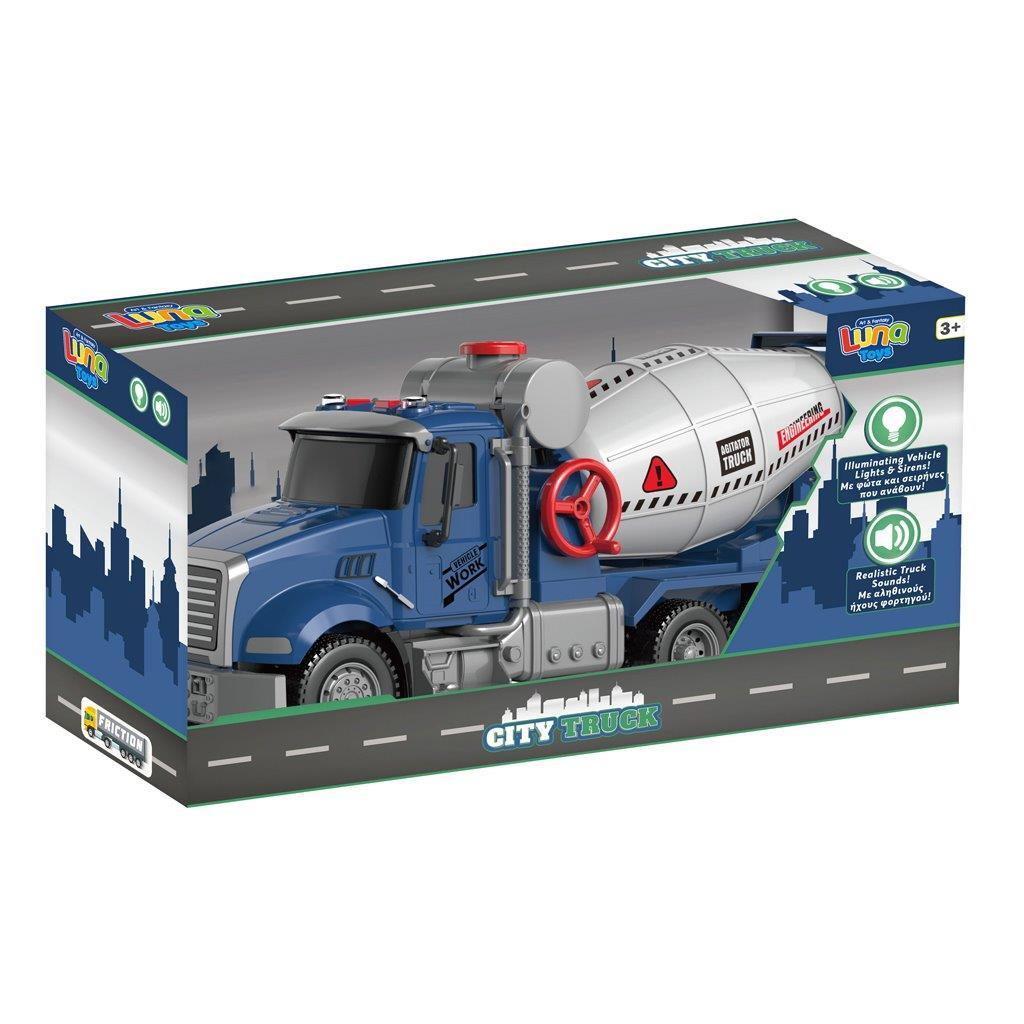Φορτηγό Μπετονιέρα Friction 36x11x19cm Με Ήχο και Φως Luna Toys (623115)