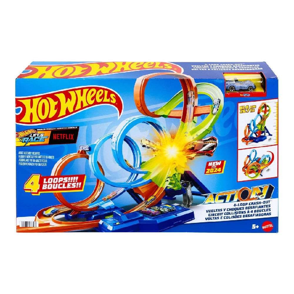 Hot Wheels 4-Loop Crash-Out Ultra Crash Looping Πίστα Συγκρούσεων με 4 Λουπ (HXR70) - Fun Planet