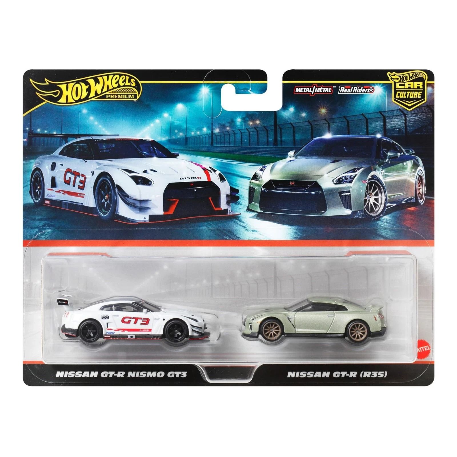 Hot Wheels Premium Car Culture Σετ 2 Αυτοκινητάκια Nissan GT-R Nismo GT3 & Nissan GT-R R35 (JBL05) - Fun Planet