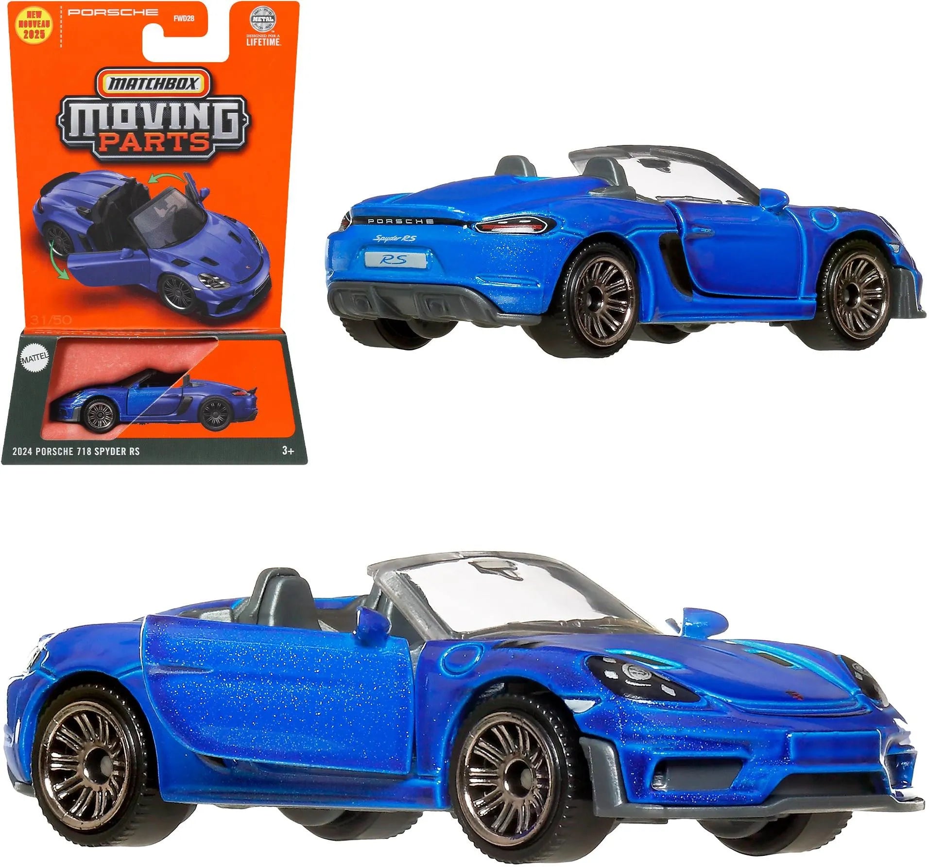 Matchbox Αυτοκινητάκια Moving Parts Με Ανοιγόμενα Μέρη 2024 Porsche 718 Spyder RS (JBW72)