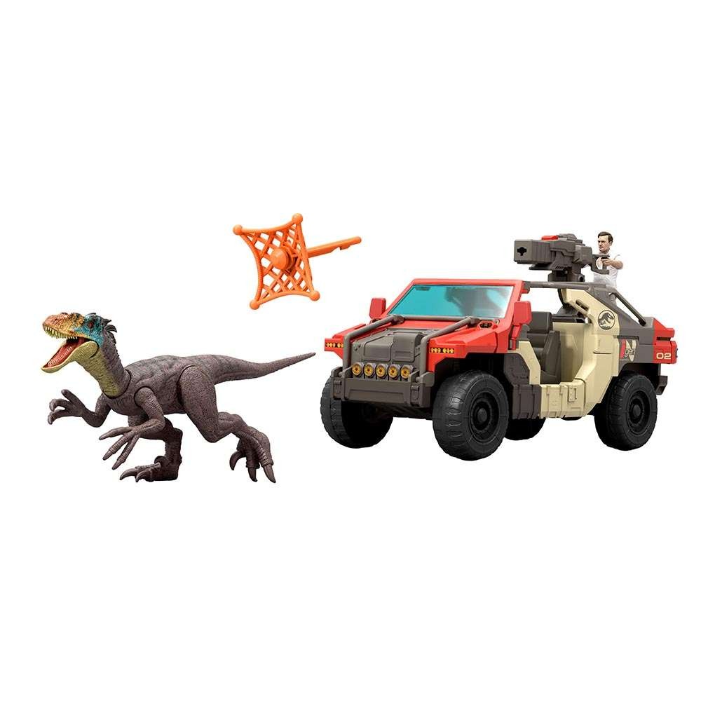 Jurassic World Rebirth Launch 'N Battle Δεινόσαυρος με Όχημα και Φιγούρα (JGB59) - Fun Planet
