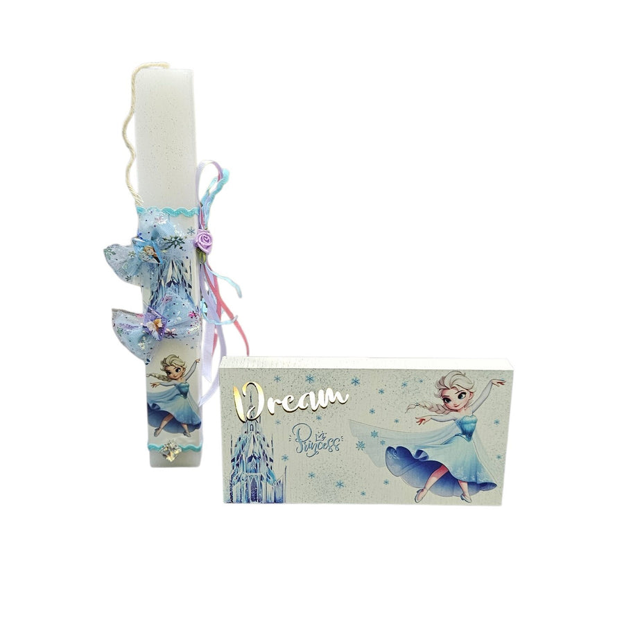Λαμπάδα Αρωματική με Φωτιζόμενο Καδράκι Frozen και Τσάντα Δώρου (F221)
