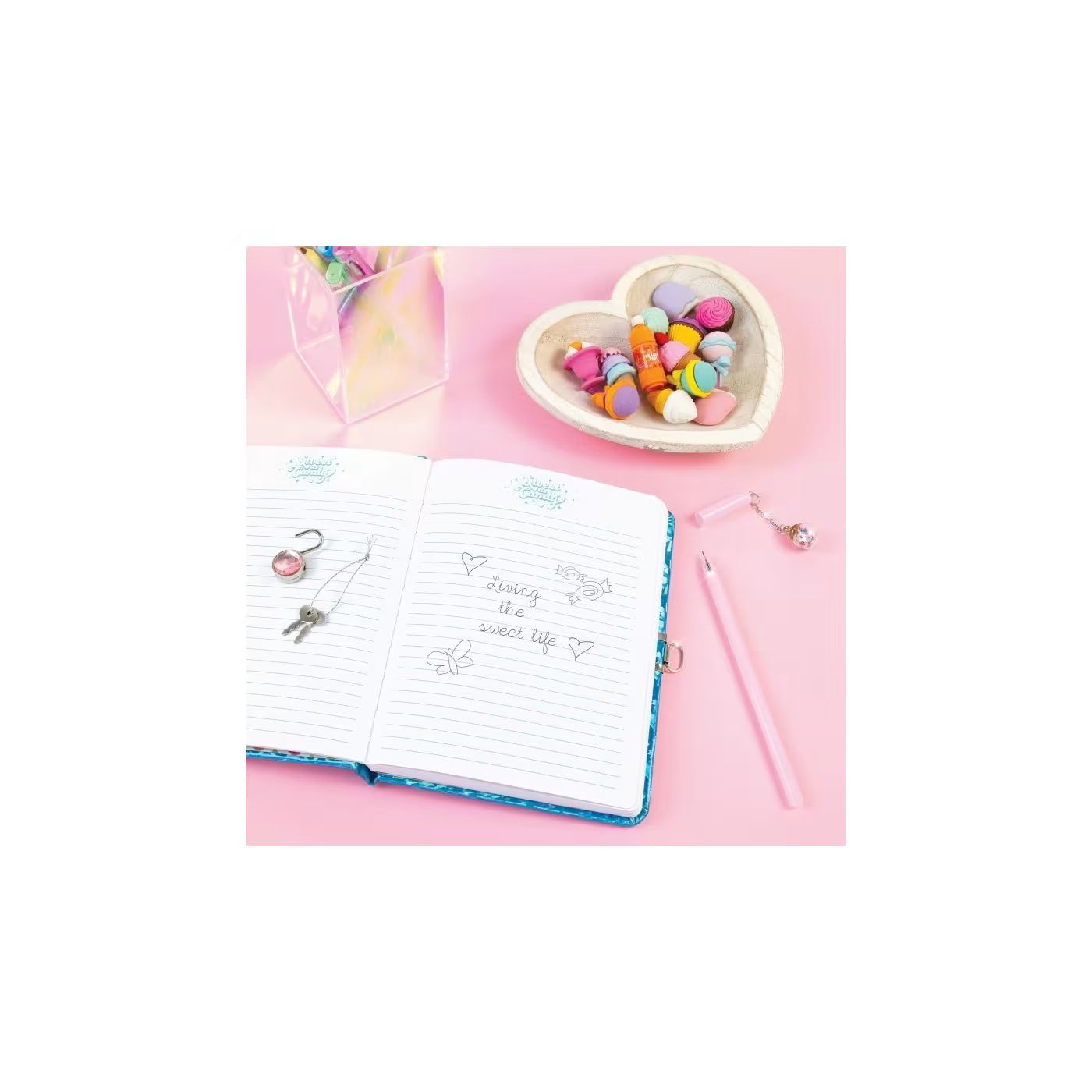 3C4G Bubble Gum Glitter Locking Journal With Pen (12052)