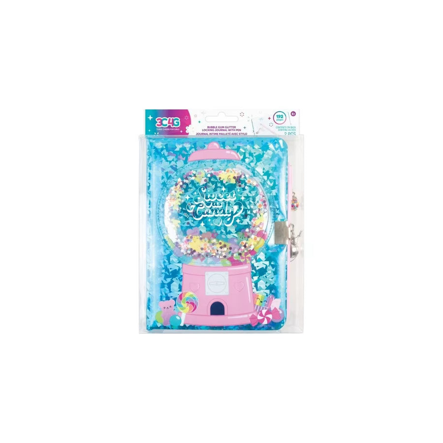 3C4G Bubble Gum Glitter Locking Journal With Pen (12052)