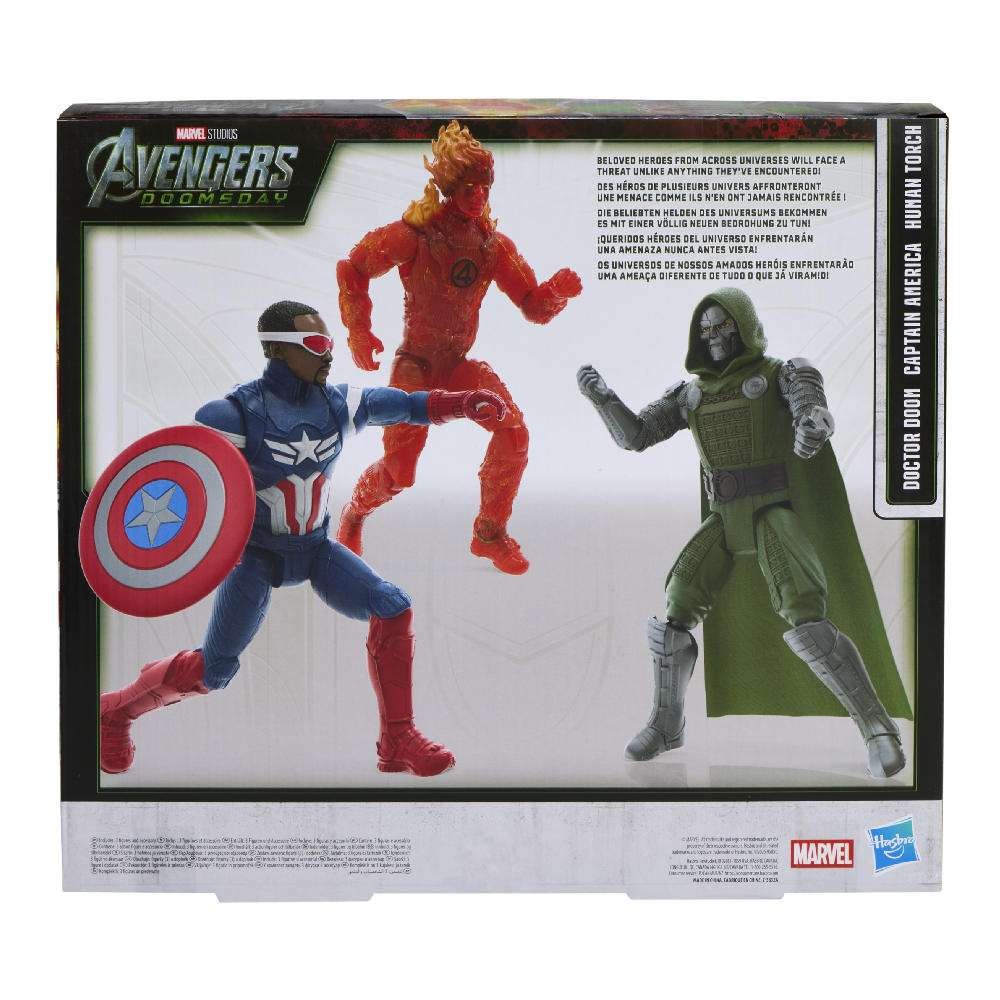 Marvel Avengers Doomsday Titan Series 3 Pack Doctor Doom Captain America Human Torch Action Figures (G3549)
