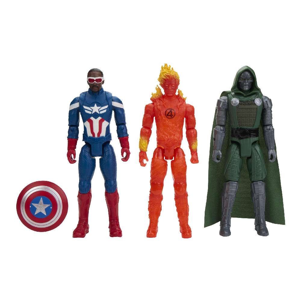 Marvel Avengers Doomsday Titan Series 3 Pack Doctor Doom Captain America Human Torch Action Figures (G3549)