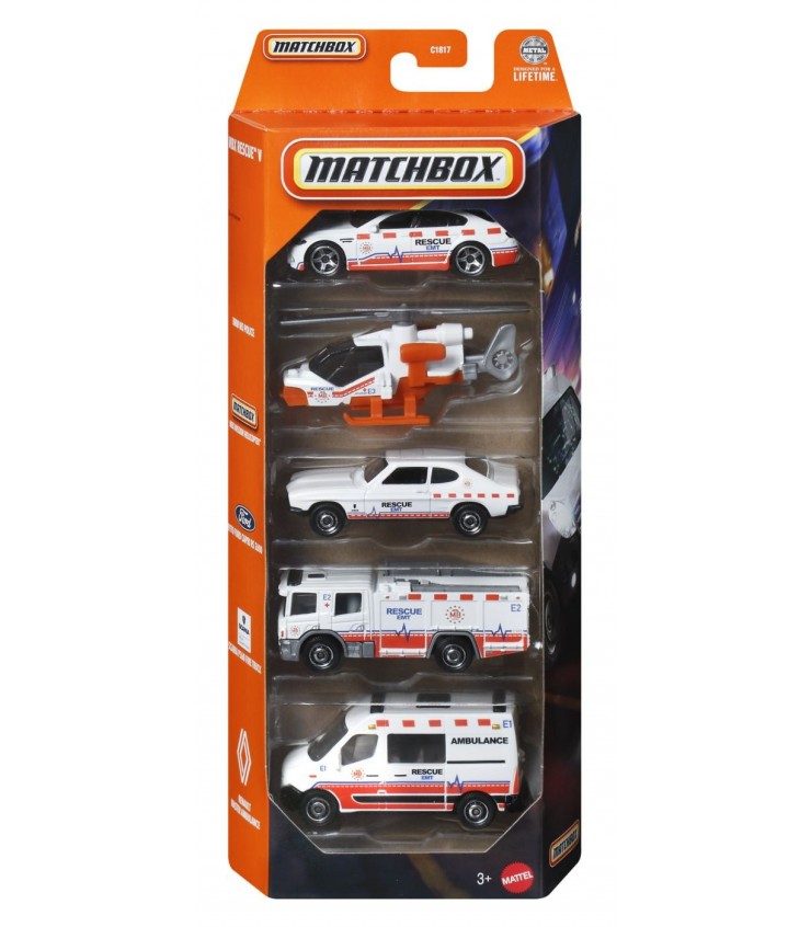 Matchbox Aυτοκινητάκια Σετ των 5 MBX Rescue V (JBX25) - Fun Planet
