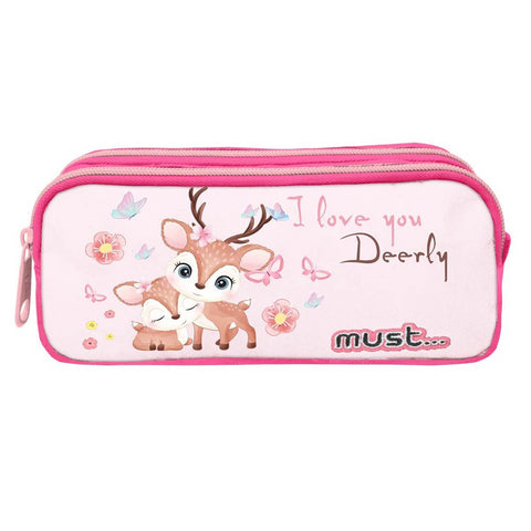 Κασετίνα Βαρελάκι 21x6x9εκ 2 Θήκες I Love You Deerly Must (585107) - Fun Planet