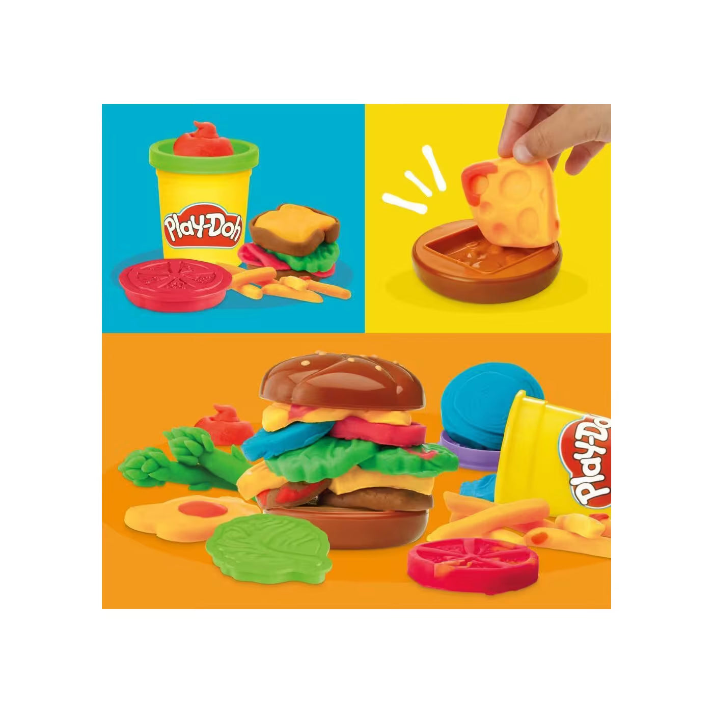 Play-Doh Food Shapes Grill Fun Playset Shape Silly Burgers (G1614) - Fun Planet