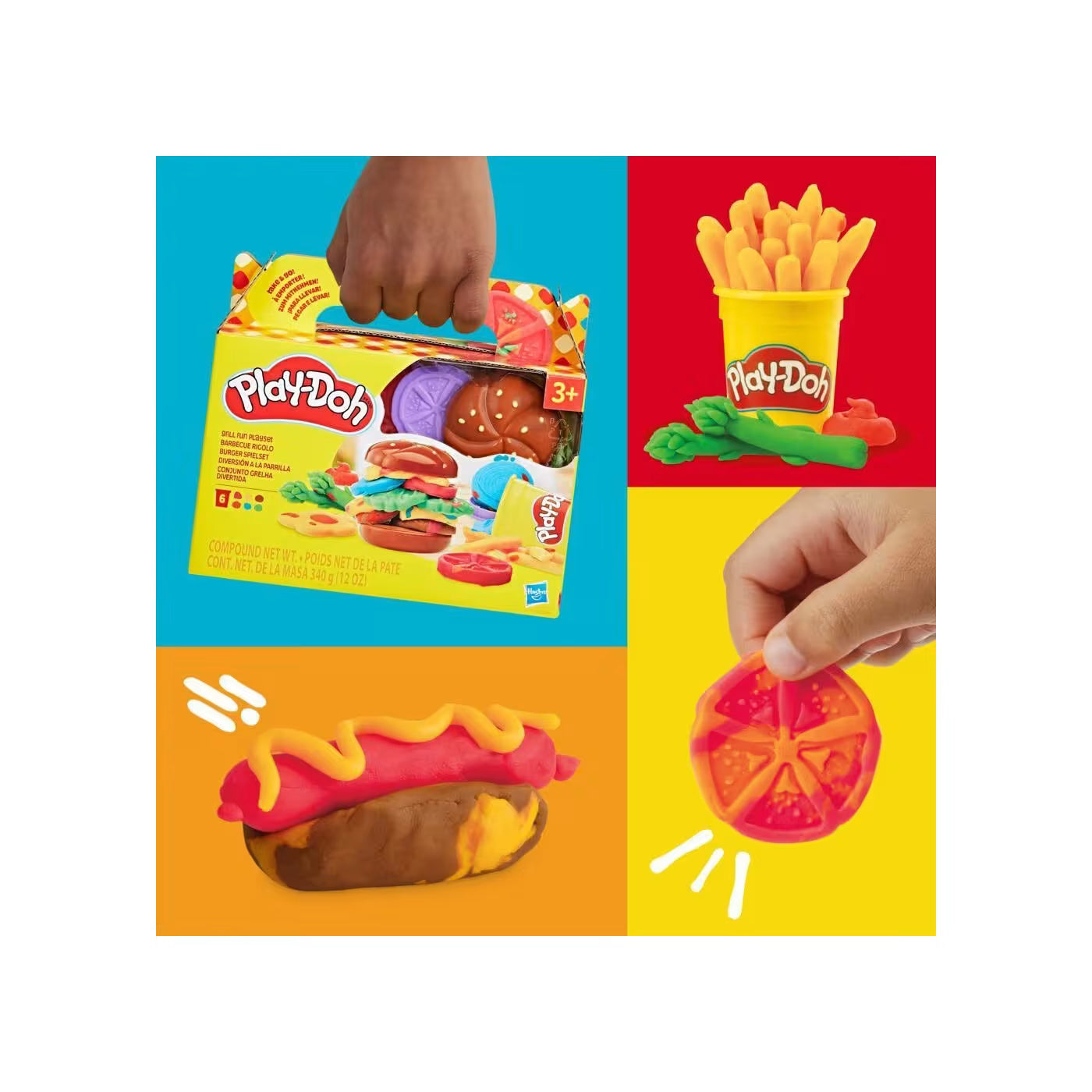 Play-Doh Food Shapes Grill Fun Playset Shape Silly Burgers (G1614) - Fun Planet