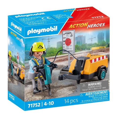 Playmobil Action Heroes Εργάτης με Κομπρεσέρ (71752)