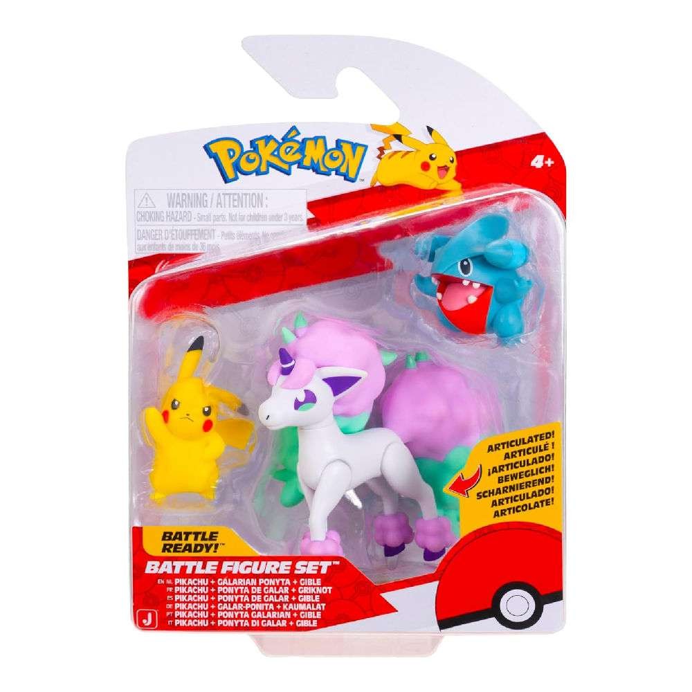 Pokemon Σετ με 3 Φιγούρες Μάχης Gible, Pikachu & Galarian Ponyta Wave 25 (PKW4097)