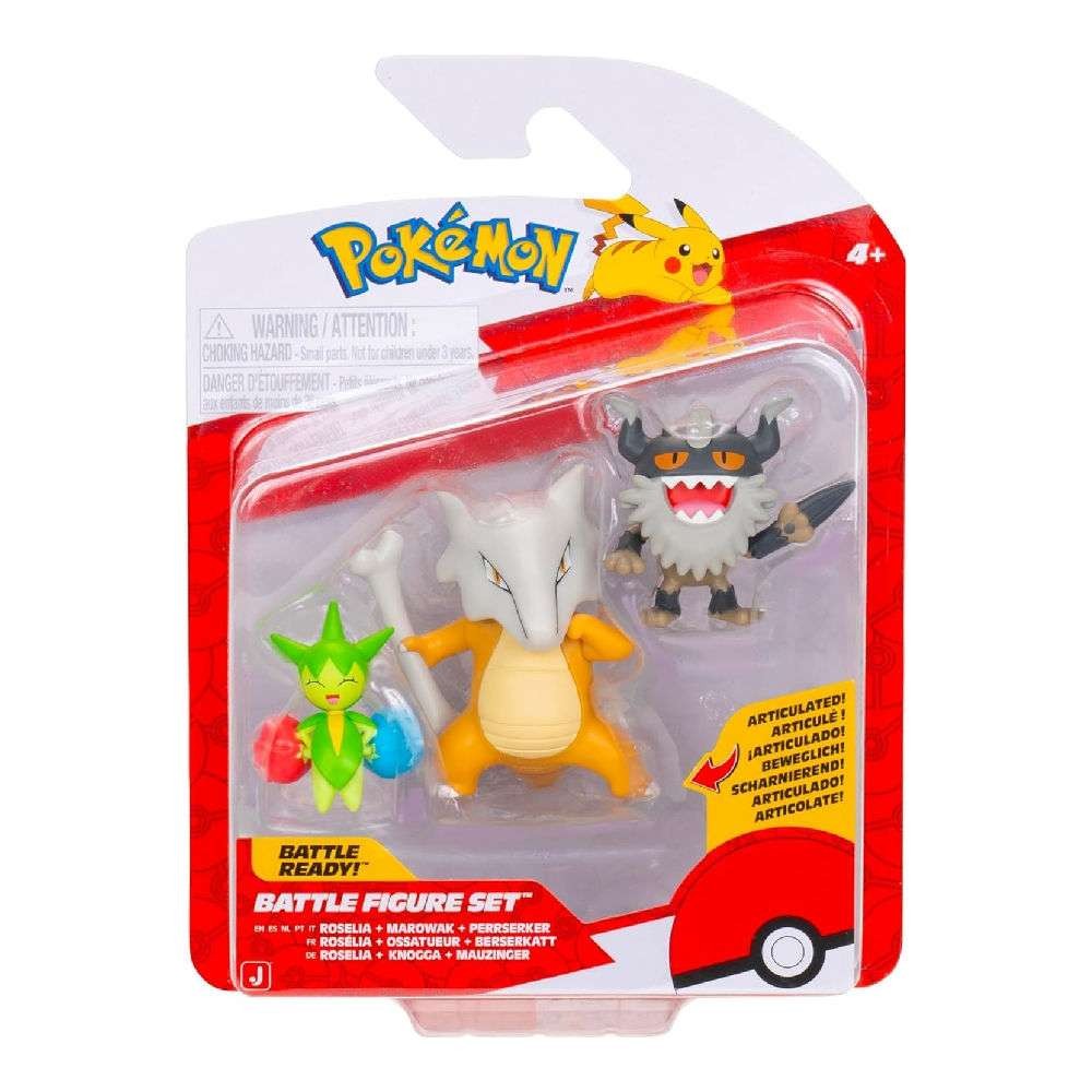 Pokemon Σετ με 3 Φιγούρες Μάχης Roselia, Perrserker & Marowak Wave 25 (PKW4095)