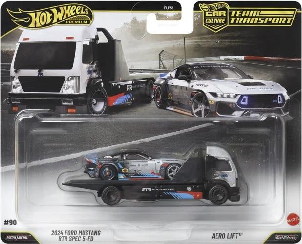 Hot Wheels Premium Νταλίκα Με Αυτοκινητάκι 2024 Ford Mustang RTR SPEC 5-FD & Aero Lift (JHX92) - Fun Planet