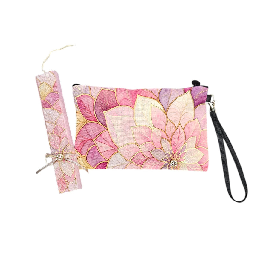 Λαμπάδα Αρωματική με Τσαντάκι Ροζ Λουλούδι (P108)