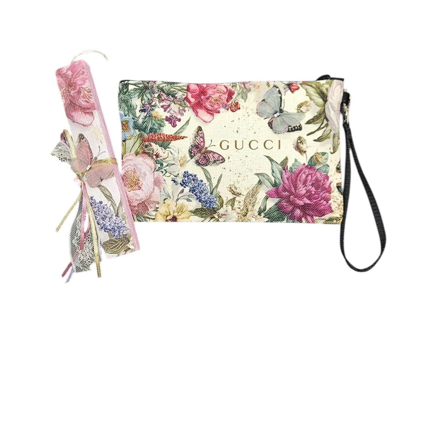 Λαμπάδα Αρωματική με Τσαντάκι Ροζ Πεταλούδα (P105)