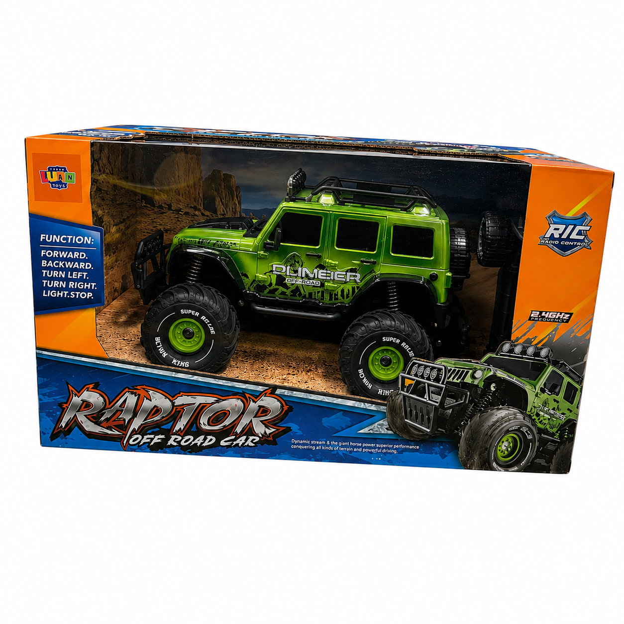 Off-Road Remote Control Car 1:18 2.4GHz with Light 26.5x17x16.2cm Green Luna Toys (622898)
