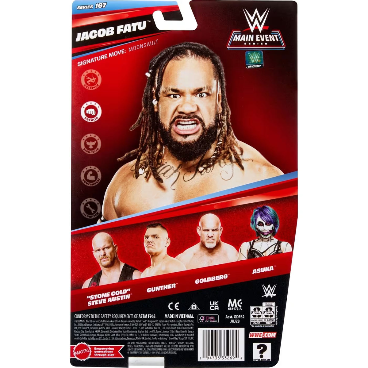 WWE Φιγούρα 17εκ Main Event Series Jacob Fatu (JHJ28)