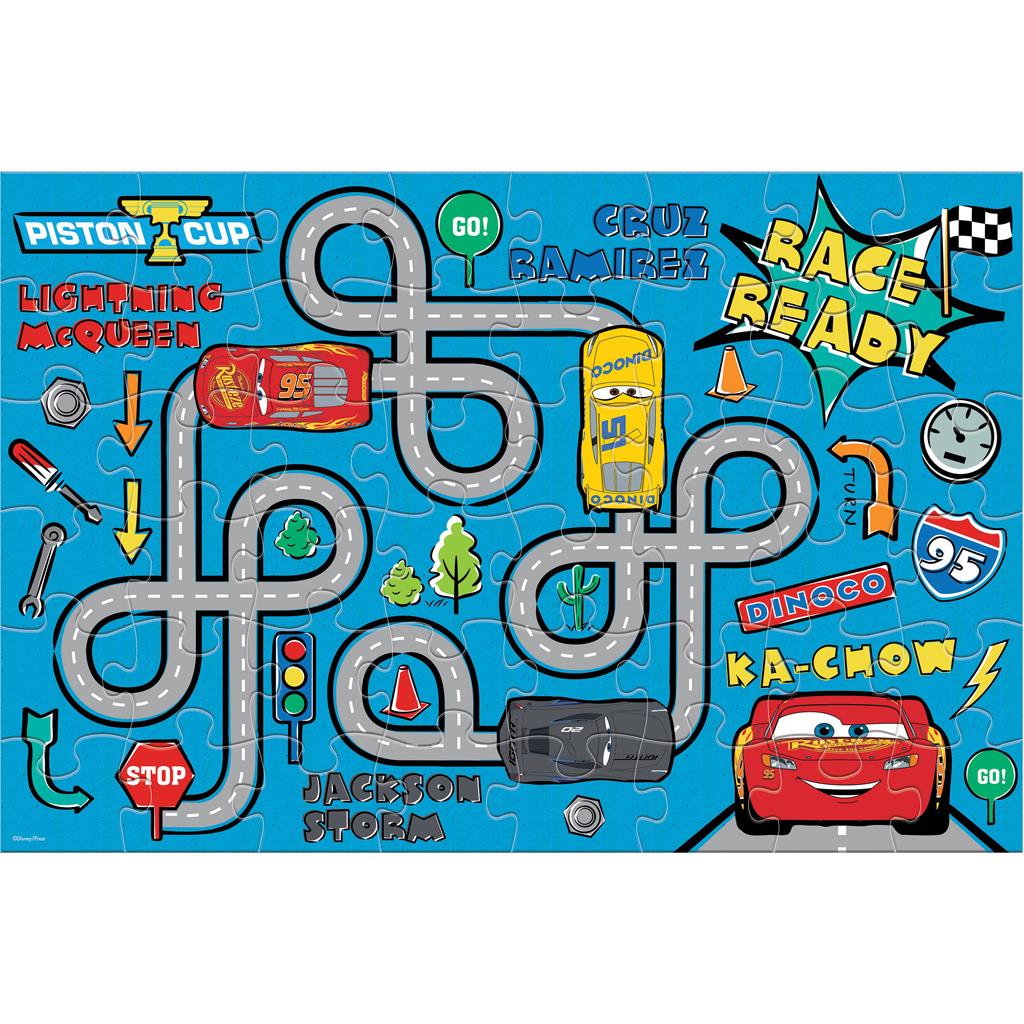 Παζλ 48 τεμάχια Δαπέδου Χρωματισμού Disney Cars 2 Όψεων 90x60εκ Luna Toys (562439) - Fun Planet