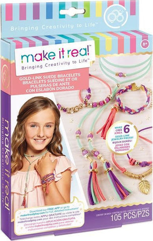 Make it Real - Gold Link Suede Bracelets (1207) - Fun Planet