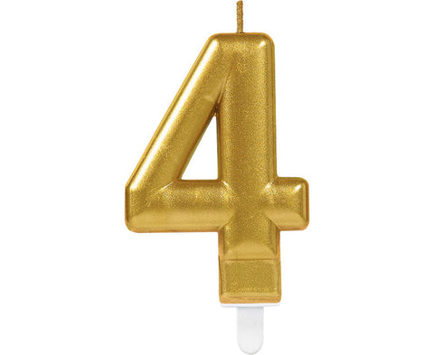 Κερί Τούρτας Νούμερο "4" Χρυσό Sparkling Celebrations Gold 8cm (M9901776) - Fun Planet