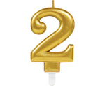 Κερί Τούρτας Νούμερο "2" Χρυσό Sparkling Celebrations Gold 8cm (M9901774) - Fun Planet