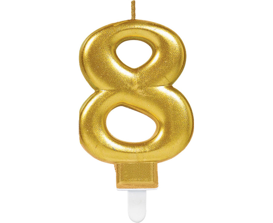 Κερί Τούρτας Νούμερο "8" Χρυσό Sparkling Celebrations Gold 8cm (M9901780) - Fun Planet