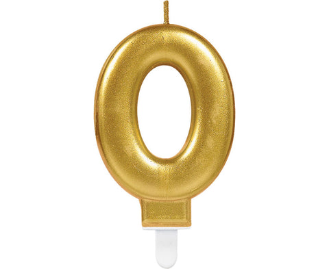 Κερί Τούρτας Νούμερο "0" Χρυσό Sparkling Celebrations Gold 8cm (M9901772) - Fun Planet