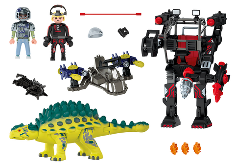 Playmobil Dino Rise Αγκυλόσαυρος με μαχητή εναντίον ρομπότ (70626) - Fun Planet