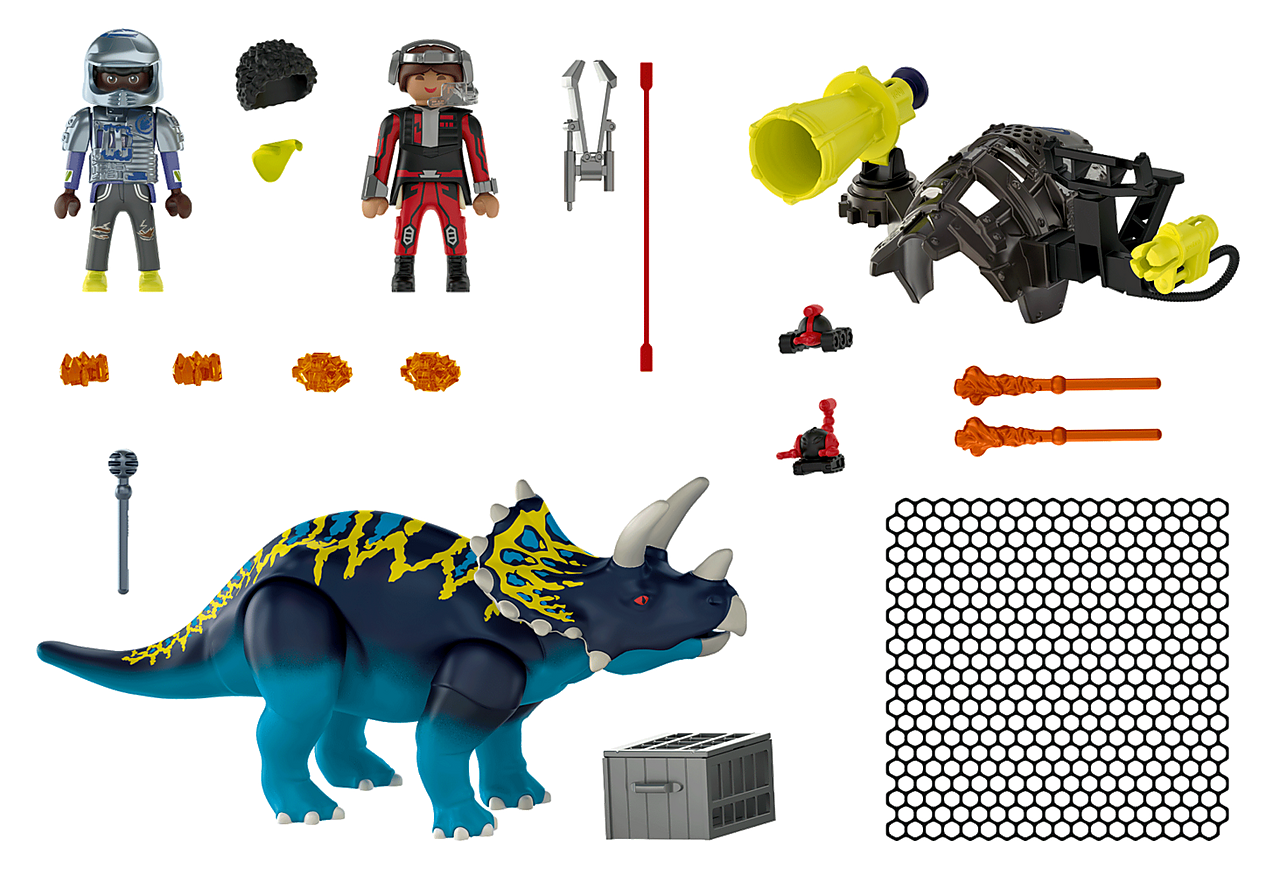 Playmobil Dino Rise Τρικεράτωψ με πανοπλία-κανόνι και μαχητές (70627) - Fun Planet